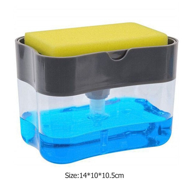 2 in 1 Liquid Detergent Press Dispenser with Sponge Kit - Homegenics