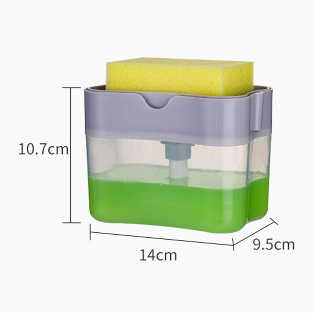 2 in 1 Liquid Detergent Press Dispenser with Sponge Kit - Homegenics